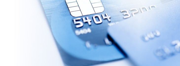 closeup view of chip-enabled credit cards