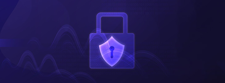 security shield padlock on purple gradient background