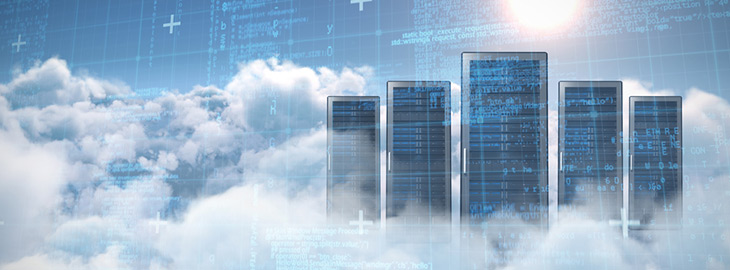 tall skyscrapers above the clouds with digitized overlay