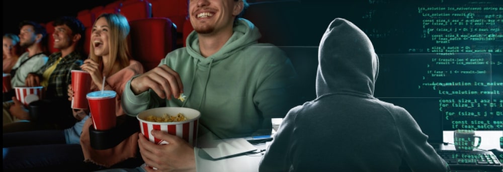 man with popcorn