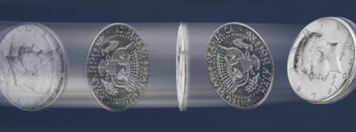 U.S. Half-dollar coin being flipped