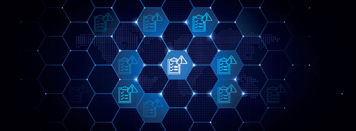 compliance icons on blue background