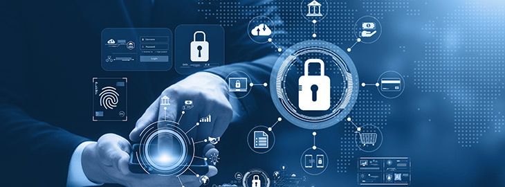cybersecurity concept Global network security technology, business people protect personal information. Encryption with a key icon on the virtual interface