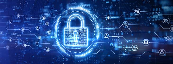 Padlock of Cyber Security Digital Data, Technology Global Network Digital Data Protection