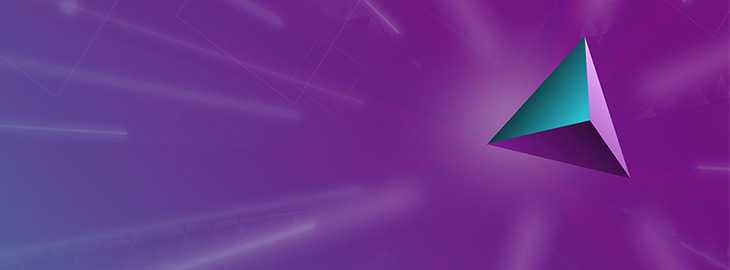 glowing polyhedron on purple gradient background